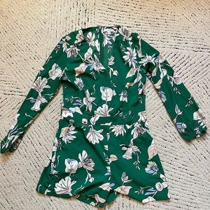 Green floral romper